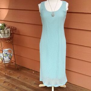 dressbarn Light Blue Polka Dot Midi Dress